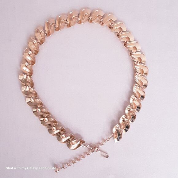 Statement Choker Necklace Gold Tone Chunky Links - Picture 7 of 12